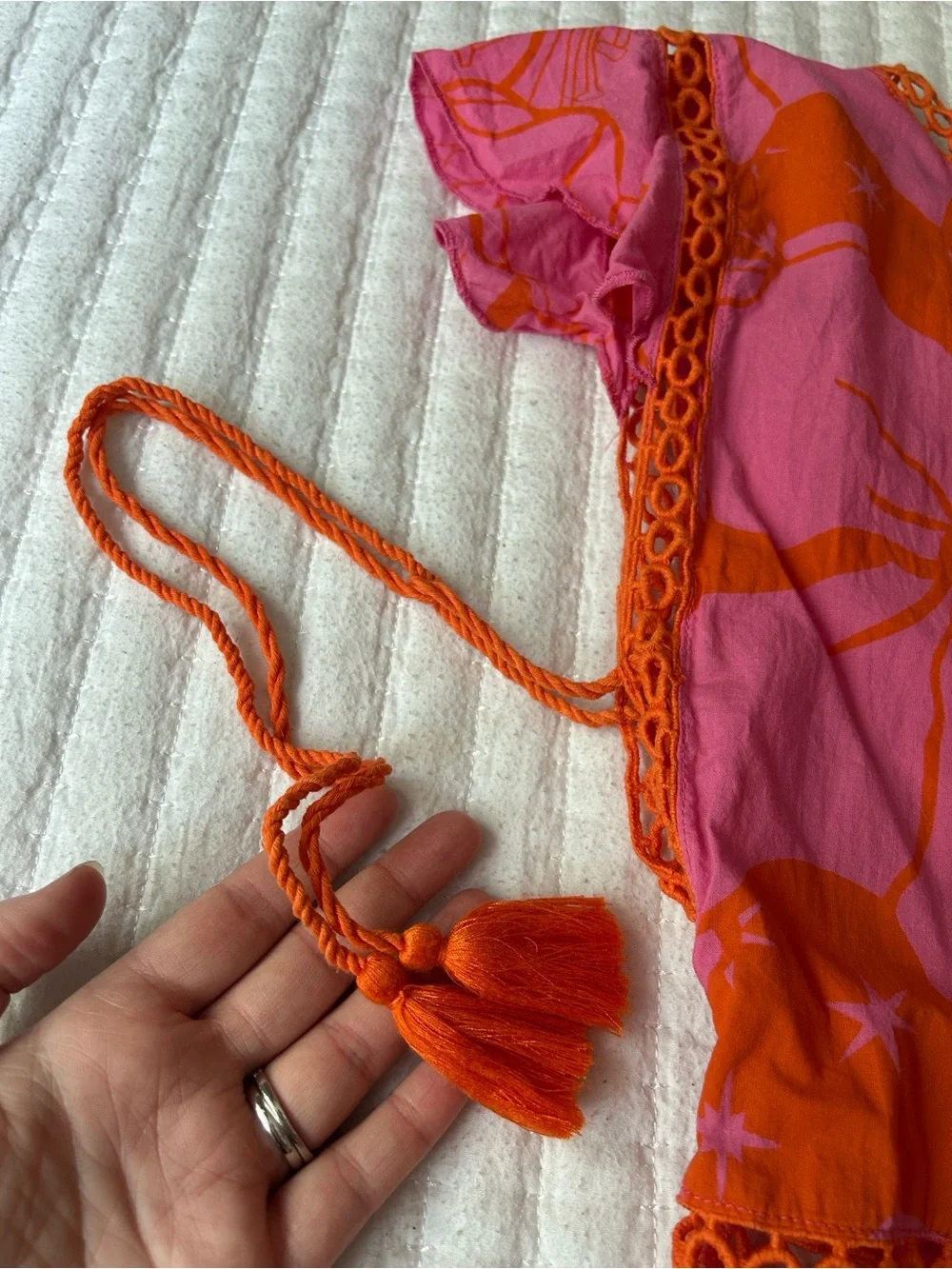 Pink & Orange Floral Tiered Summer Dress Cover Up - Picture 5 of 7